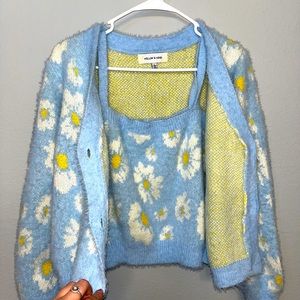 Blue sweater and tank top bundle with daisy’s.